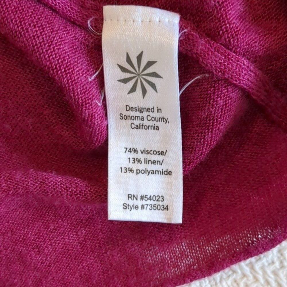Athleta Fuscia linen blend long sleeve tunic Tulip Sleeves  LG - Picture 9 of 9